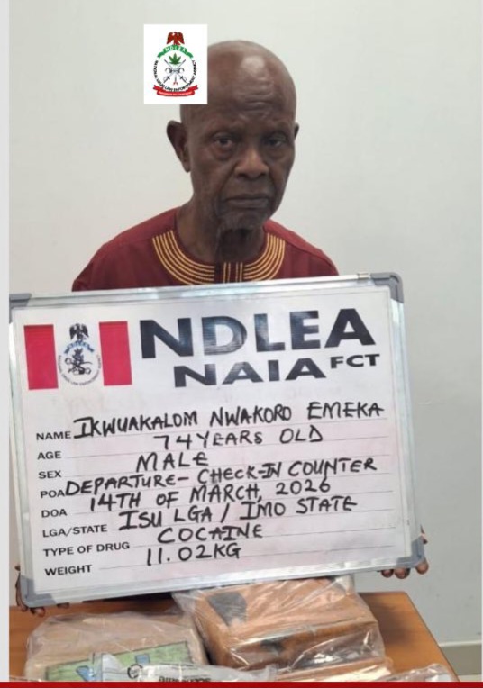 Grandpa Arrests NDLEA Caught With 11kg Cocaine, Codeine