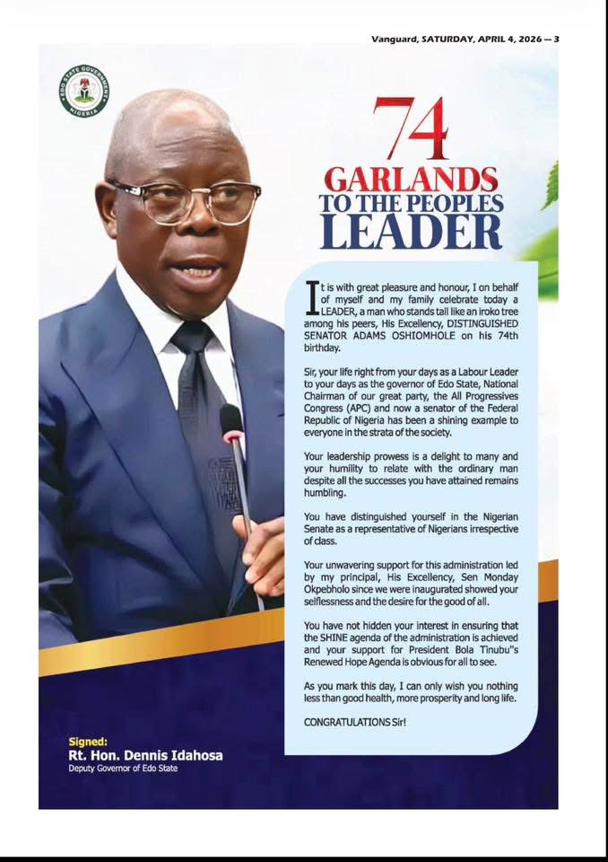 Edo Deputy Governor, Idahosa Celebrates Oshiomhole’s 74th Birthday