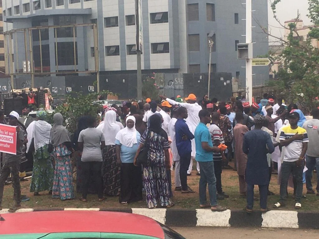 Obi, Atiku, others Join ADC Protest to INEC Office